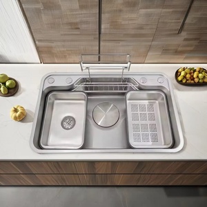 <span class=keywords><strong>Évier</strong></span> de cuisine intelligent populaire, grand <span class=keywords><strong>évier</strong></span> simple de <span class=keywords><strong>80</strong></span> litres, SUS304, multifonctionnel, design japonais et coréen avec accessoires - Product Image 5