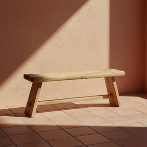 Banco de madera Ryu hecho de madera natural maciza con un diseño de vetas único, perfecto para espacios modernos, rústicos y minimalistas. - Product Image 6