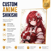 Kartu Shikishi Berlapis Emas Premium, Kartu Ilustrasi Koleksi Cetak Berkualitas untuk Merchandise Game