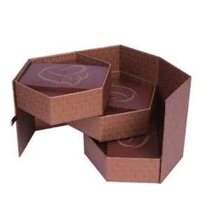 New!! Custom Unique Gift Packaging Creative Hexagon Double Layer Packaging Chocolate Box Curved Drawer Box Gift Box Packaging