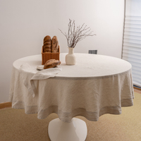 Nappe ronde naturelle en lin 100% lin, housse de marque premium, tissu lavable, élégance, mariages, banquet, moderne et élégant