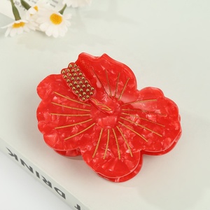 Forest <b>Style</b> Fresh and Elegant High-End Diamond-Studded Exquisite Back of <b>Head</b> Updo Acetate Peach Blossom - Product Image 2