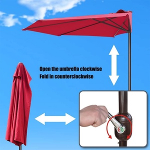 Space <b>Saving</b> 9ft Iron Frame Garden Umbrella Offset Wall Mounted Rectangle Manual Opening for Commercial Cafe Pool Patio - Product Image 5