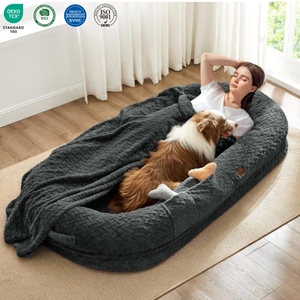 Lit pour chien taille humaine en polyester, très vendu, avec mousse <span class=keywords><strong>à</strong></span> mémoire de forme, doux, amovible, lavable, portable, avec poignée et couverture - Product Image 1