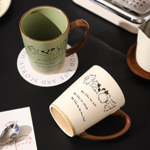 Taza con diseño de gato adorable, estilo Instagram, gran capacidad de 400 ml, taza creativa para regalo, taza de cerámica para latte. - Product Image 1