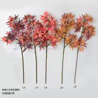Nouvelle branche d'érable japonais en soie imprimée en 3D, 85 cm, rouge automnal poussiéreux et jaune, écologique, pour la décoration intérieure, mariages et Noël