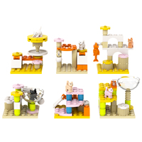 Set Mainan Kucing Kitten Climbing Frame MOC City, Set Mini Scene, Model Blok Bangunan Plastik untuk Anak-anak, MOC4136