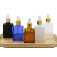 Bouteilles en verre transparent en gros pour gouttes oculaires, essences et cosmétiques, 15ml-100ml, forme plate, compte-gouttes blancs et dorés mats, 100 pièces, soyeux