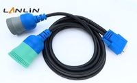 Câble de diagnostic LANLIN DB15 vers Type2 9 broches 6 broches en Y pour NEXIQ USB Link 1 Camion lourd J1939 J1708