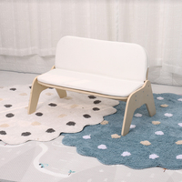 Maternelle Enfants Mignons Canapé Chaise En Bois pour Enfants En Cuir Rembourré Siège Bébé Bas Banc