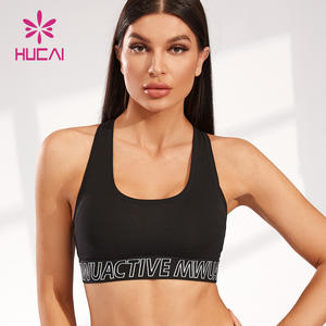 HUCAI Hochwertiges Racer back Benutzer definiertes Logo auf dem Bund High Impact Workout Training <span class=keywords><strong>Sport</strong></span>-BH Top Gym Yoga-BH für Frauen - Product Image 3