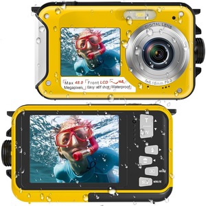 กล้องดิจิตอลกันน้ำแบบสองหน้าจอ OEM ความละเอียด 48MP 1080P กล้องแอคชั่นสำหรับกีฬากลางแจ้ง - Product Image 1