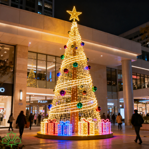 SENZHAO 3D Giant <b>LED</b> Metal Frame Christmas <b>Tree</b> with Star Top Outdoor Commercial <b>Lighted</b> Cone <b>Tree</b> for Plaza Holiday Decor - Product Image 1