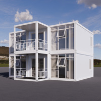 Maison préfabriquée en conteneurs à deux étages, villa modulaire en acier, mini-maison préfabriquée avec double véranda et balcon pour habitation