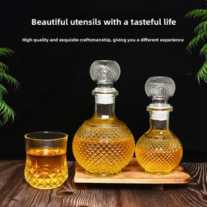 ขวดแก้วใสทรงสี่เหลี่ยมหนาพร้อมจุกปิดอุปกรณ์เก็บไวน์ขาว - Product Image 4