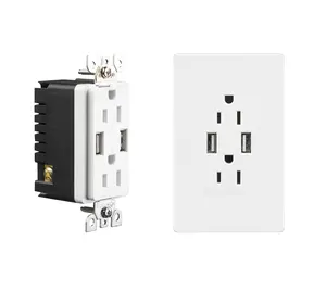 USB de alta velocidad de salida de cargador de pared receptáculo usb sockets UL pared salida de corriente eléctrica