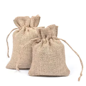 En gros taille personnalisée tissé sac de jute de cordon de jute poche