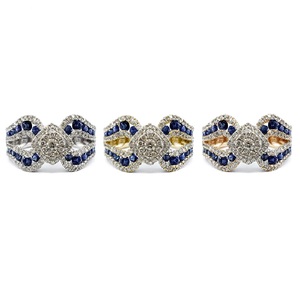 Bague décorative moderne 18k en diamant rond véritable blanc massif, bijou en saphir bleu, bague en pierres précieuses de mode pour les femmes, fête - Product Image 4
