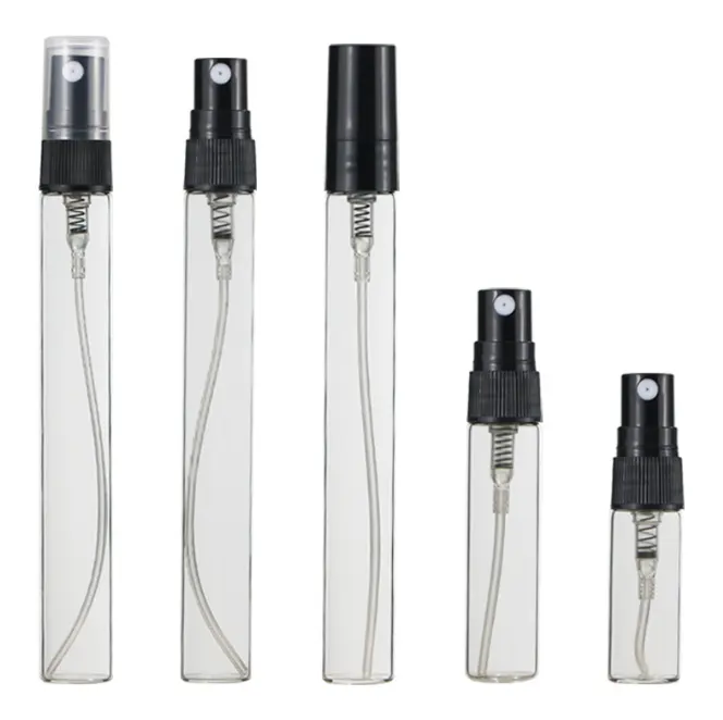 Toptan 2ml 3ml 5ml 10ml küçük boş sprey doldurulabilir parfüm test cihazı seyahat İnce cam örnek parfüm şişe