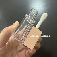 ISMAN Vente en gros de tubes de gloss à lèvres en or rose et argent de 8 ml, grand applicateur, emballage vide pour gloss à lèvres, logo personnalisé, flacon en PET transparent