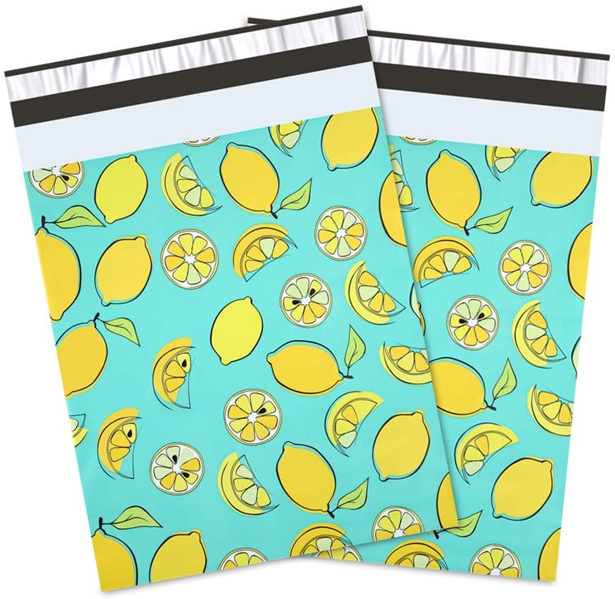 Poly Mailers 10x13 Inch Lemon Designer Patterned Shipping Bags Mailing Envelopes Self Seal  Boutique Postal Small Business