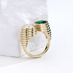 Anillo de oro amarillo de 10 quilates con diamantes y piedras preciosas de colores para mujer, Messi Jewelry MSR-2026 - Product Image 3