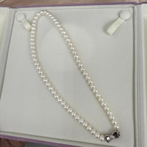 Collier de luxe Zhuji avec boucle en argent, perles d'eau douce de 7-8 mm, à forte brillance, polyvalent et de niche, en argent S925 légèrement imparfait - Product Image 4