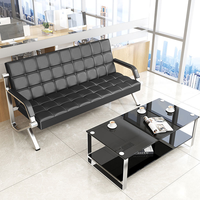 Canapé de bureau moderne en cuir PU, combinaison personnalisée pour zone d'accueil et d'attente, chaise trois places, table basse, usage professionnel
