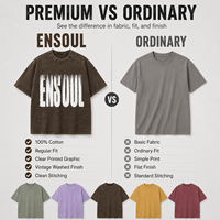 T-shirt Boxy Personnalisé Marque Privée en Coton Épais, Délavé à l'Acide, Coupe Oversize à Épaules Tombantes, Effet Vieilli, Tricoté avec Impression Sérigraphiée, Couleur Bourgogne