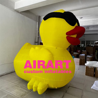 Canard gonflable jaune de 4 m de haut, personnalisé, en forme d'animal de dessin animé, avec lunettes de soleil noires