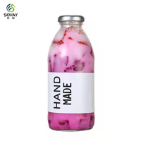 Bouteille en verre vide en gros avec couvercles métalliques pour jus, lait, thé – 300 ml, 350 ml, 500 ml