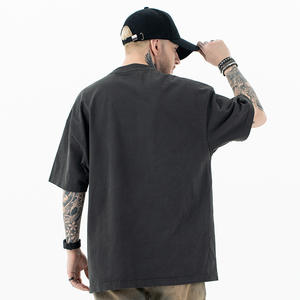 T-shirt pour homme en coton ample à manches courtes, tricoté uni, surdimensionné, délavé à l'acide, design personnalisé, 240 g/m² - Product Image 2