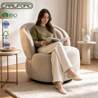 Fauteuil pivotant minimaliste en bouclette beige, fauteuil d'appoint rond, chaise longue, vente en gros pour salon et chambre à coucher