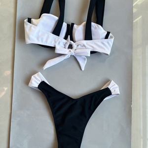 ชุดว่ายน้ำวันพีซสำหรับผู้หญิงลายพิมพ์ดอกไม้แบบเรียบหรู พร้อมระบายชายกระโปรงและสายสปาเก็ตตี้แบบมีโครง - Product Image 2