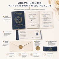 Cartes d'invitation de mariage personnalisées DIY SHINY avec style carte d'embarquement et passeport, invitations de mariage pliantes avec carte d'embarquement