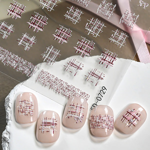 Autocollants pour ongles en tweed gaufré à carreaux, décorations auto-adhésives texturées pour femmes de bureau, vente en gros - Product Image 2