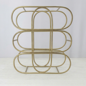 Modern Geometric Gold Metal Wine <b>Rack</b> Freestanding <b>Bottle</b> <b>Storage</b> Organizer Decorative Countertop Display Holder Home Bar - Product Image 1