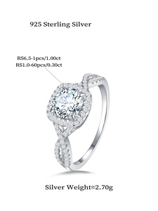 Venta al por mayor Lab Grown Diamond Ladies Ring Joyería fina 925 Sterling Silver <span class=keywords><strong>Women</strong></span> Luxury Moissanite Wedding Finger Ring - Product Image 5
