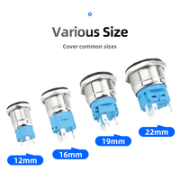 12/16/19/22mm interrupteurs à bouton en acier inoxydable verrouillage momentané éclairer Led étanche IP65 interrupteur à bouton-poussoir
