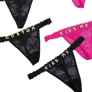 Tùy chỉnh kim loại Rhinestone thư Bikini thong phụ nữ Sexy Ren G-<span class=keywords><strong>string</strong></span> đồ lót cá nhân tên đồ lót biểu tượng tùy chỉnh - Product Image 6
