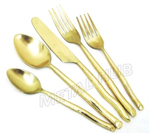 Juego de Cubiertos de Acero Inoxidable Chapado en Oro Mate de Lujo Moderno, Cubiertos Elegantes de Primera Calidad para Bodas, Ocasiones Especiales y Regalos - Product Image 2