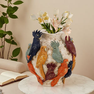 Reדקו חדש מגולף תבליט אגרטל משובץ זהב צבעוני פרח שרף פרח אגרטל פרחים - Product Image 6