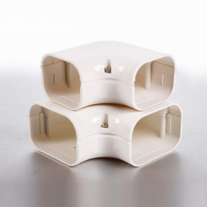 ท่อแอร์ HVAC ผลิตในจีน ท่อร้อยสายไฟฟ้า PVC แบบแบน งอ 90 องศา พร้อมฝาครอบพลาสติกและอุปกรณ์เสริม ท่อพีวีซีแบบแบน งอ 90 องศา - Product Image 1