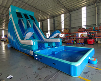 Nouveau design, thème océan, toboggan gonflable commercial pour enfants et adultes, toboggan aquatique avec piscine DWF