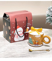 Coffret cadeau créatif avec tasse en céramique de Noël à motif de Père Noël et d'arbre de Noël, design de dessin animé, ensemble cadeau d'entreprise