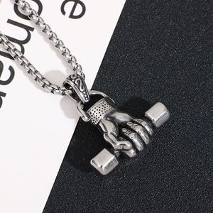 Yunnique – collier avec pendentif haltère pour hommes, chaîne en acier inoxydable, style Hip Hop, design géométrique, JD215 - Product Image 3