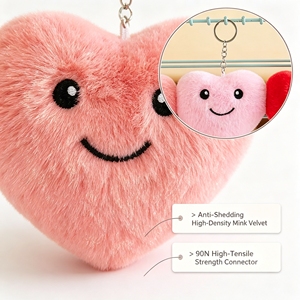 Llavero de Peluche Personalizado con Forma de Corazón, Tela de Velour Europea, Colgante de Cara Sonriente, Cuatro Pulgadas, Peluche Suave de Imitación de Visón, Regalo de San Valentín - Product Image 2