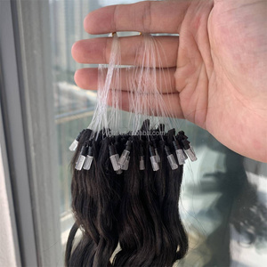 Extension 100% capelli umani anello Nano uncinetto Micro Loop Twist russo rame <span class=keywords><strong>biondo</strong></span> riccio H6 IF2 piuma slavica onda naturale - Product Image 1