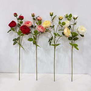 4 Têtes de Branches de Roses Artificielles Austin de Haute Qualité en Soie Brûlée pour Mariage et Décoration Intérieure – Vente en Gros - Product Image 5