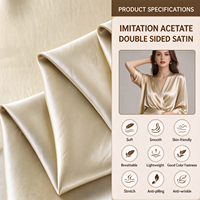 Tissu satiné double face imitation acétate 100% polyester 185GSM pour robe Cheongsam pour femmes